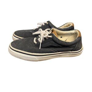 Sperry Size 8 Mens Navy Blue Canvas Low Top Shoes with White Laces